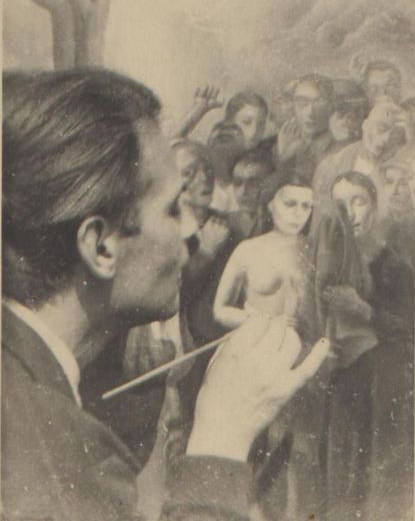 Felix Nussbaum beim Malen des Bildes „Der Sturm“ (Die Vertriebenen), Amateurfoto 1941 Foto: Felix-Nussbaum-Haus Osnabrück