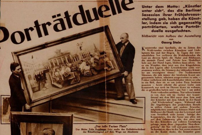"Porträtduelle", Bildbericht vom Aufbau der Ausstellung von Georg Stein, 1931,
Foto: Felix-Nussbaum-Haus Osnabrück